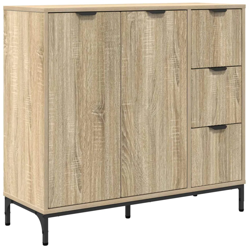 vidaXL Dressoir Sonoma Eiken 89,5 x 33 x 82 cm Bewerkt hout, foto 3