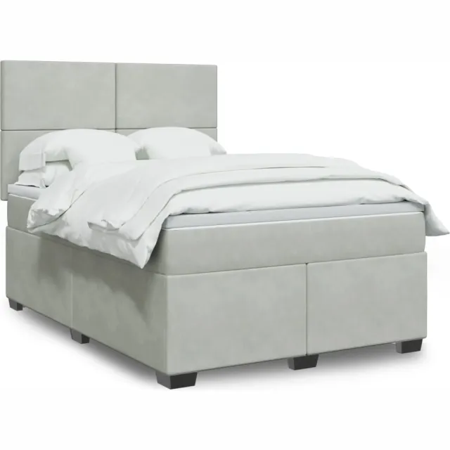 vidaXL Boxspring met matras fluweel lichtgrijs 160x200 cm grijs