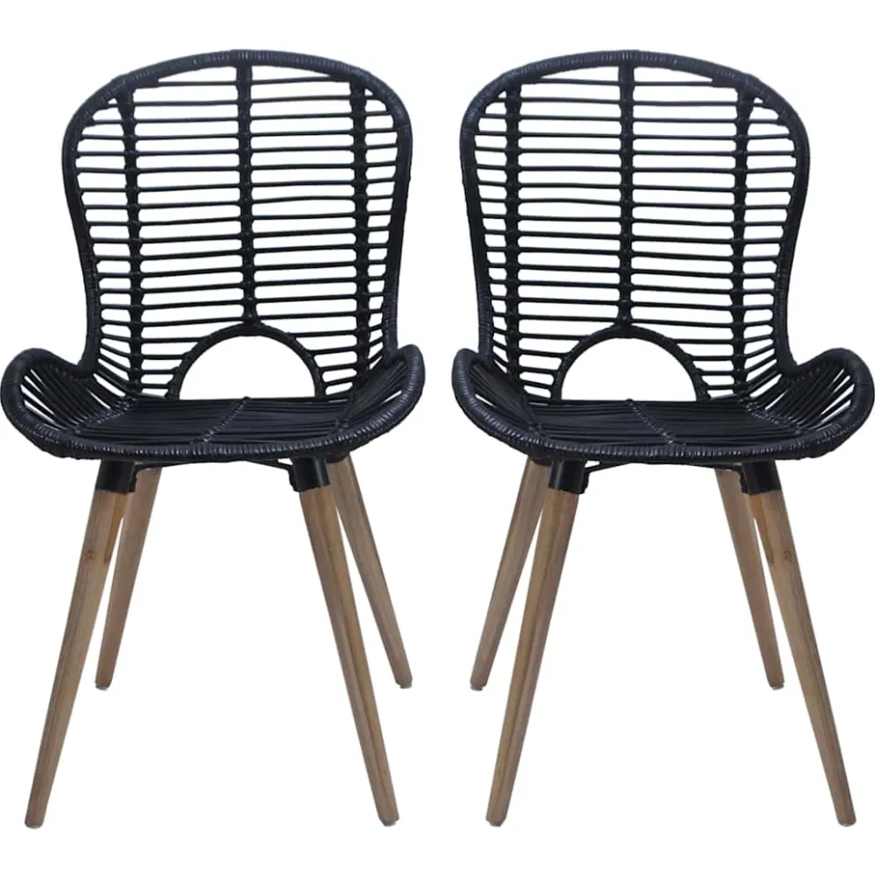 vidaXL Eetkamerstoelen 4 st natuurlijk rattan zwart, foto 2