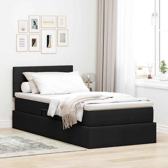 vidaXL LED Opslagbed met Matras Zwart 100 x 200 cm Stof