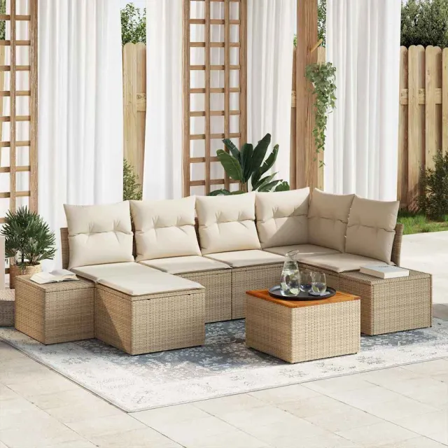 vidaXL Tuin Sofa Set 6 st Beige en Crème poly rattan, foto 2