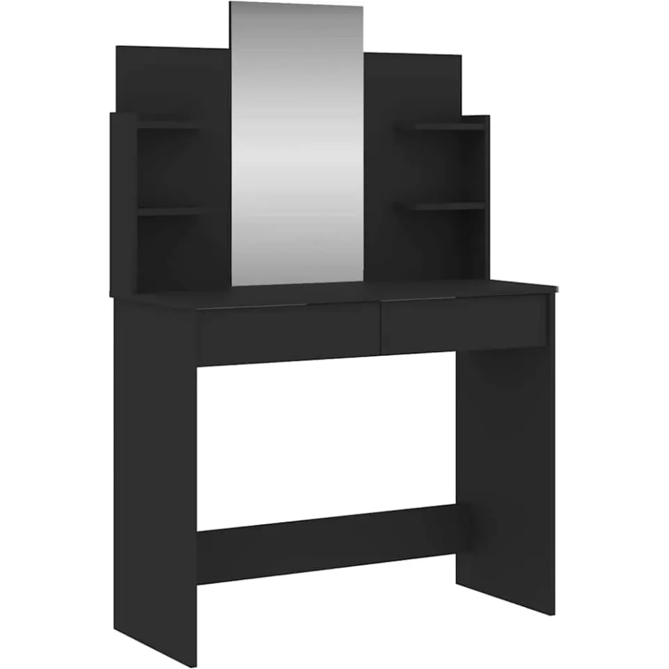 vidaXL Kaptafel met spiegel 96x39x142 cm zwart, foto 3
