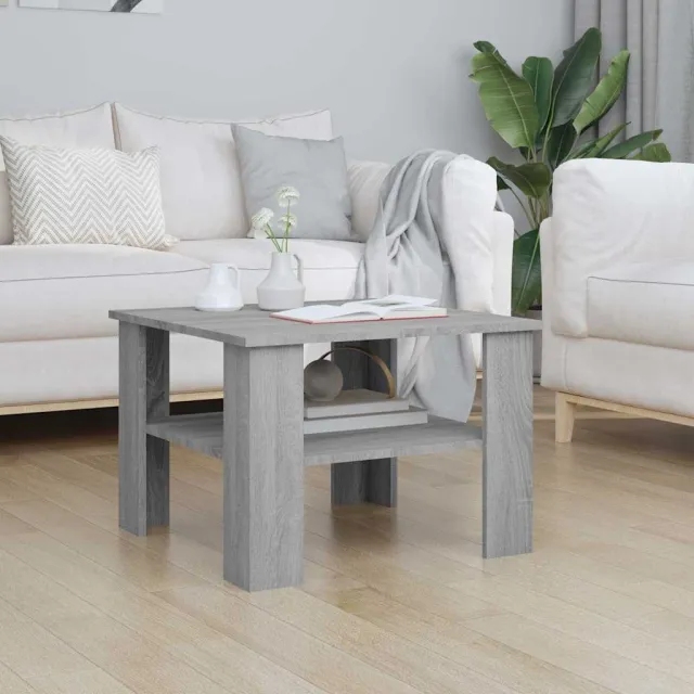 vidaXL Salontafel 60x60x42 cm bewerkt hout grijs sonoma eiken, foto 2