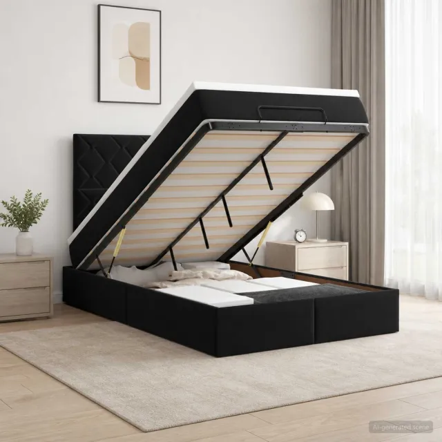 vidaXL Ottoman bed met matras Zwart 120 x 200 cm Fluweel