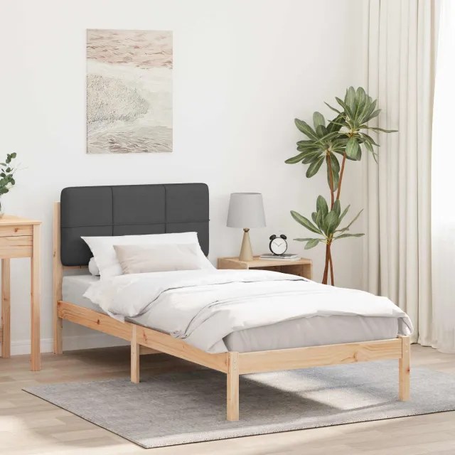 vidaXL Bedframe met Gevoerd Hoofdgedeelte Donkergrijs 90 x 200 cm