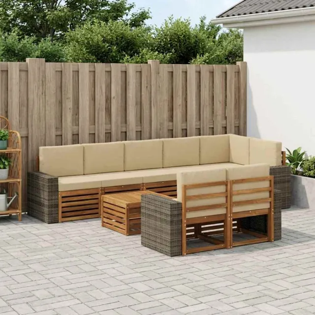vidaXL Buiten bankenset 9 st 8-zits Natuurlijk en Beige