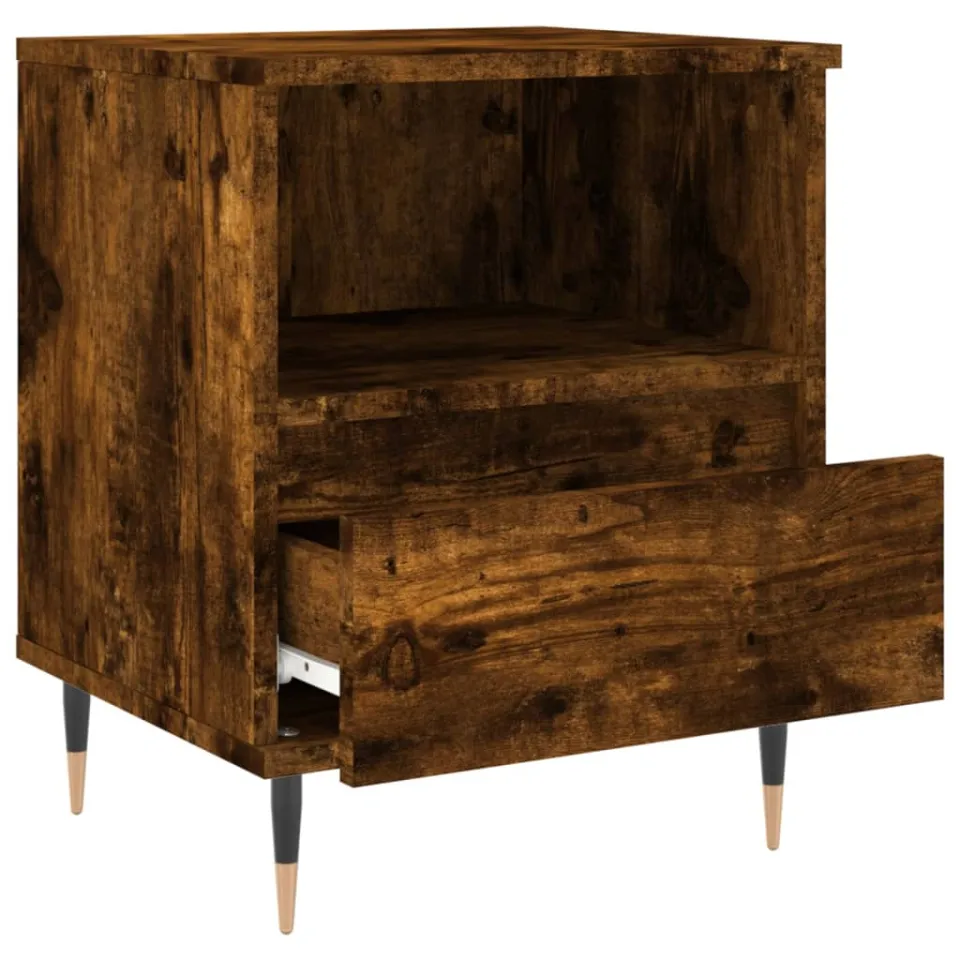 vidaXL Nachtkastje 40x35x50 cm bewerkt hout gerookt eikenkleurig, foto 4