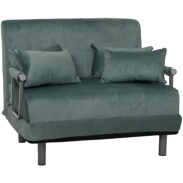 MCW K29 fauteuil slaapbank, opklapbare fauteuil slaapbank logeerbed, ligoppervlak 190x100cm, chenille stof (370g/m²) ~ blauwgroen