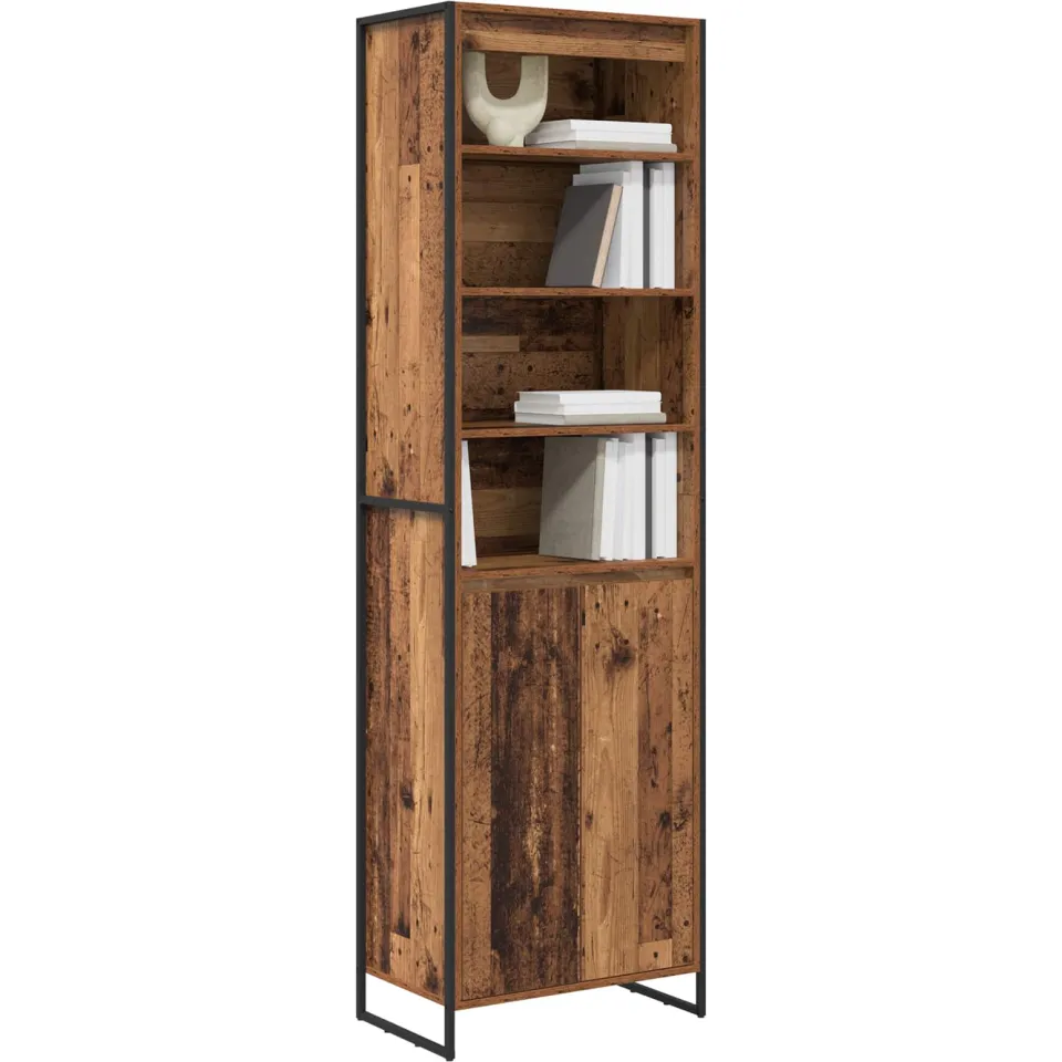 vidaXL Hoge Kasten Oud Hout 60 x 36 x 200 cm Bewerkt hout Bruin