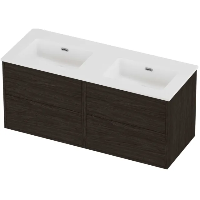 Proline Tribute Badmeubelset Porselein Elegant Zonder Gat 120x46x54 cm Mat White Mokka Oak Eiken