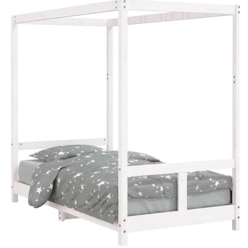 vidaXL Kinderbedframe 80x160 cm massief grenenhout wit
