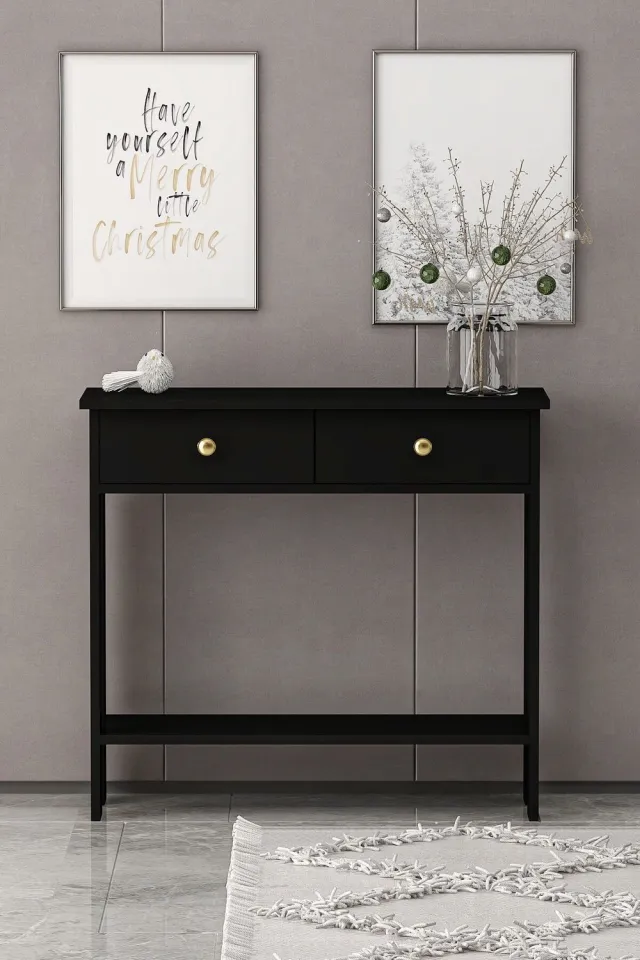 Brandloop LILAC Consoletafel – 90x32x82 cm – 2 Laden – Zwart