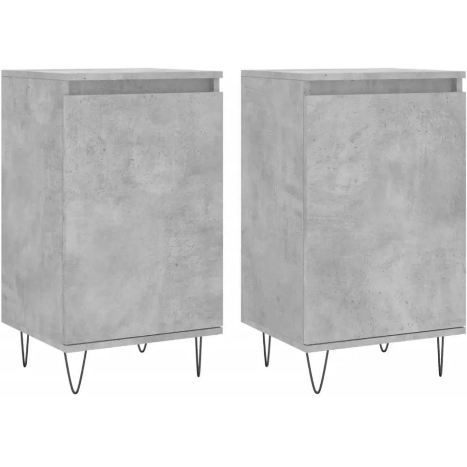 vidaXL Dressoirs 2 st 40x35x70 cm bewerkt hout betongrijs zwart, foto 3