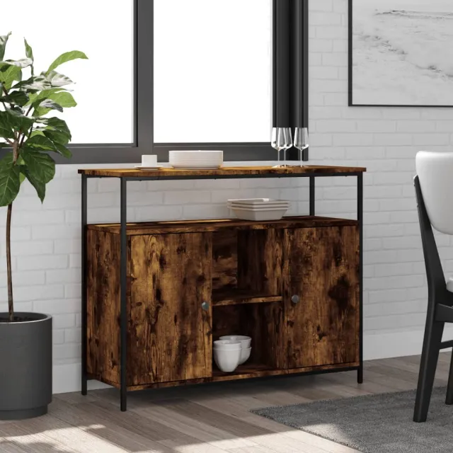 vidaXL Dressoir 100x35x80 cm bewerkt hout gerookt eikenkleurig Bruin