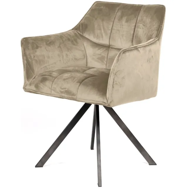 AnLi Style Armstoel raster draaibaar - Velours champagne - set van 2 Bruin