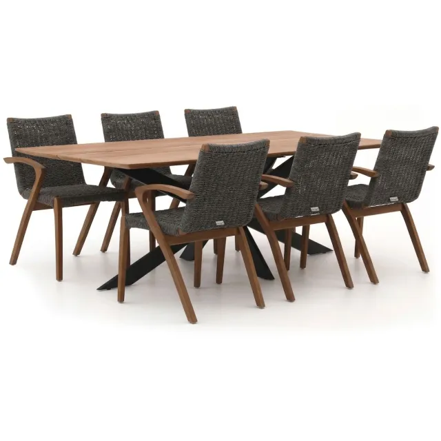 Bellagio tuinmeubelen Bellagio Tredozio/Furato 220cm dining tuinset 7-delig Bruin
