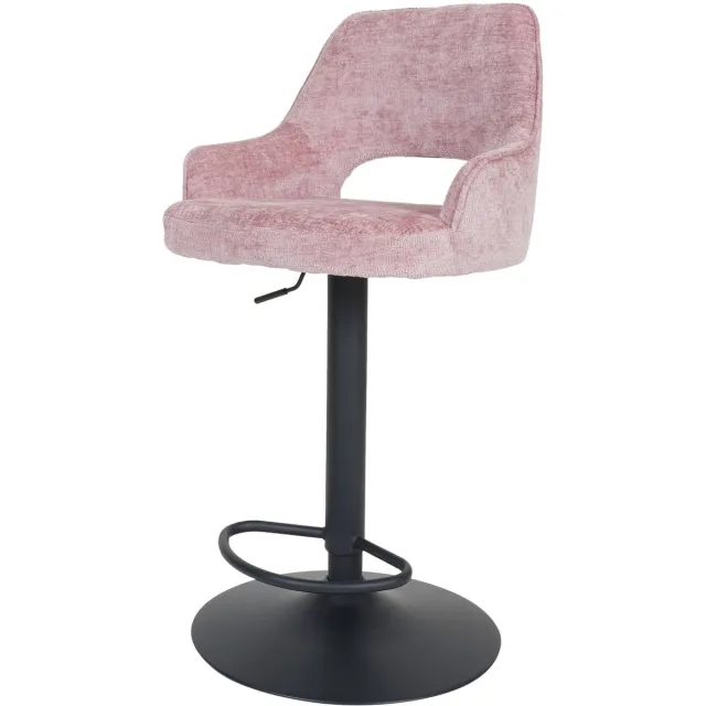 Home67 Barkruk Vivian - Perfect Harmony - Pink 63 - Draaibare Design Barkruk in Velvet / Hotel Chique Stijl Roze