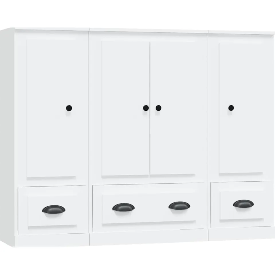 vidaXL Hoge kasten 3 st bewerkt hout wit