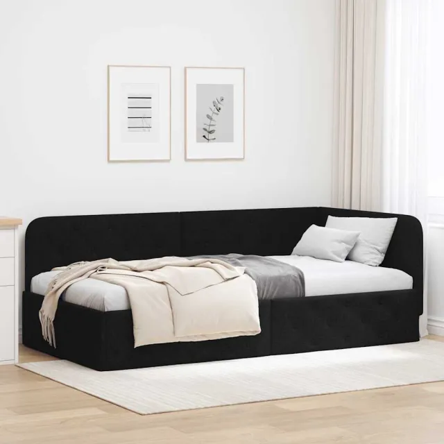 vidaXL Hoekbedframe Zwart 100 x 200 cm Stof