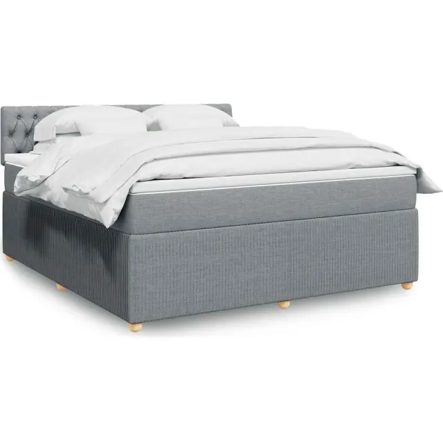 vidaXL Boxspring met matras stof lichtgrijs 180x200 cm grijs