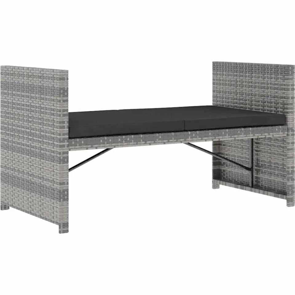 vidaXL 5-delige Loungeset met kussens poly rattan grijs, foto 4