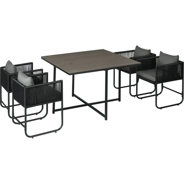 Outsunny tuinmeubelset - PE rattan, polyester - 110x110x75 cm - grijs