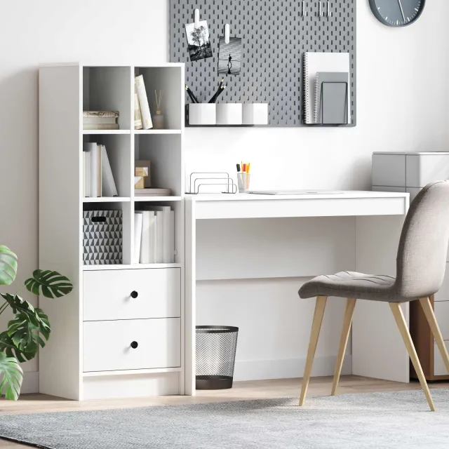 vidaXL Bureau Wit 145,5 x 40 x 127 cm 2 st, foto 2