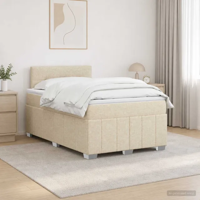 vidaXL Boxspringbed met matras Crèmekleurig 120 x 190 cm Stof
