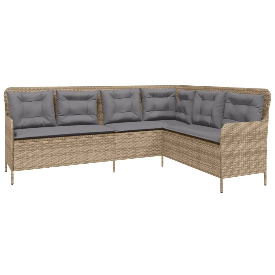 vidaXL 2-delige Loungeset met kussens poly rattan beige