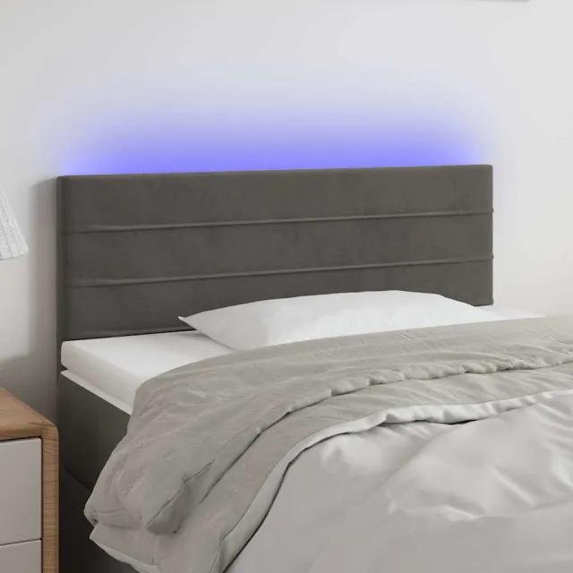 vidaXL Hoofdbord LED 80x5x78/88 cm fluweel donkergrijs grijs