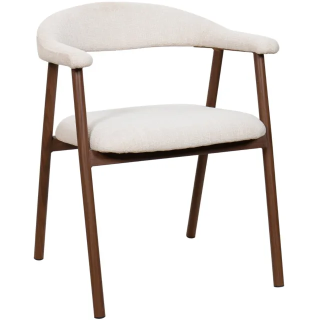 Giga Meubel Eetkamerstoel Mila - Beige/Walnoot - Zithoogte 48cm - Set van 2