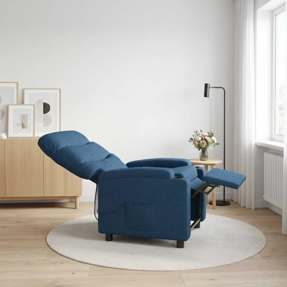 vidaXL Massage-relaxstoel Blauw 75 x 93 x 102 cm Stof, foto 4