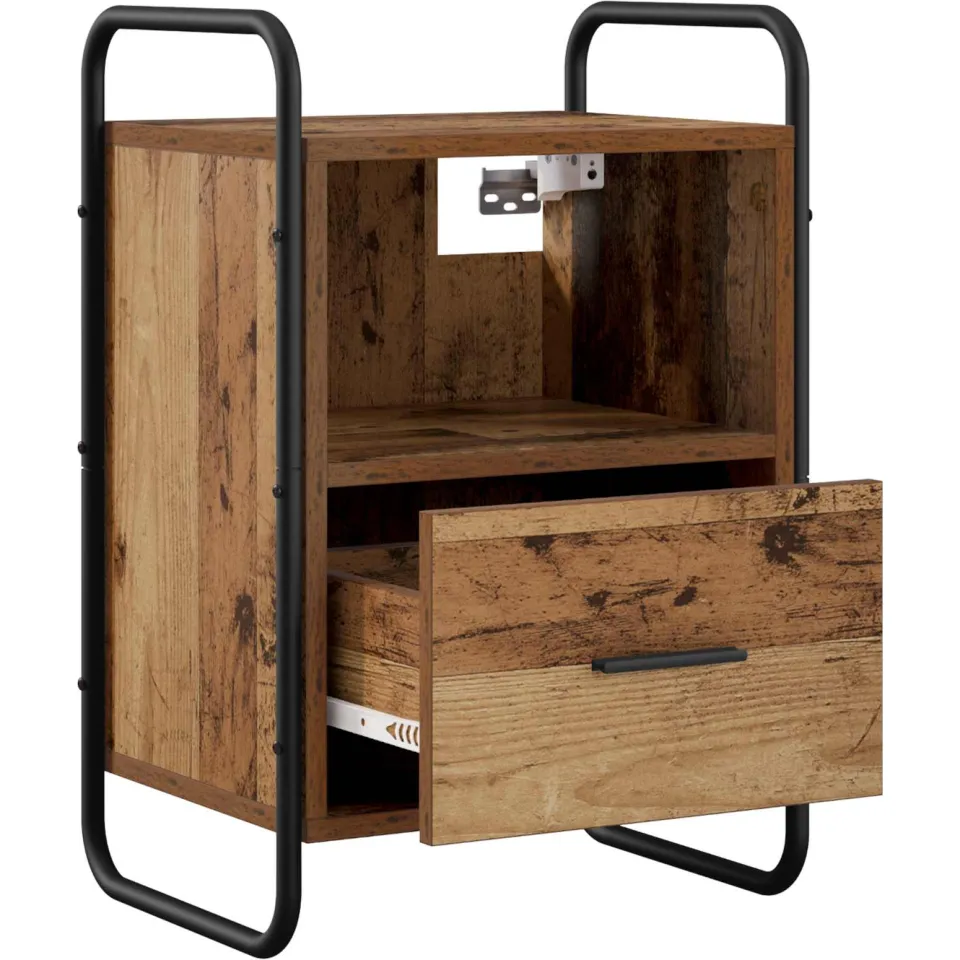 vidaXL Hangend nachtkastje Oud hout 40 x 30 x 60 cm Bewerkt hout bruin, foto 3