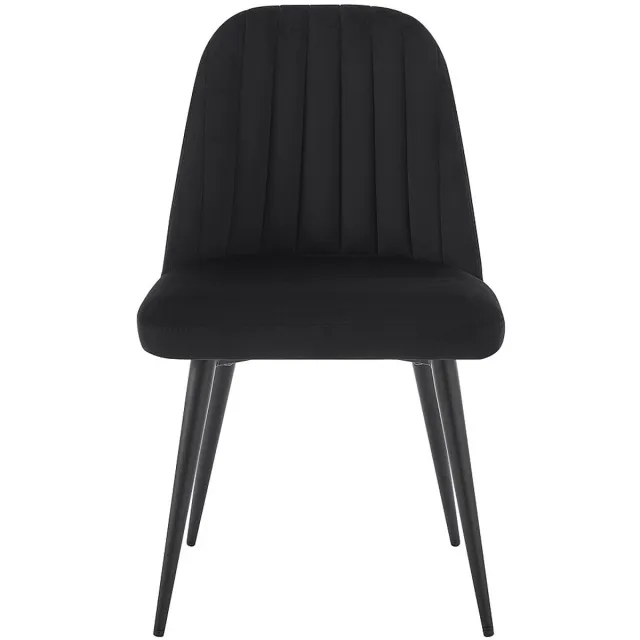 Vente-unique Set van 2 stoelen van fluweel en metaal - Zwart - ELEANA