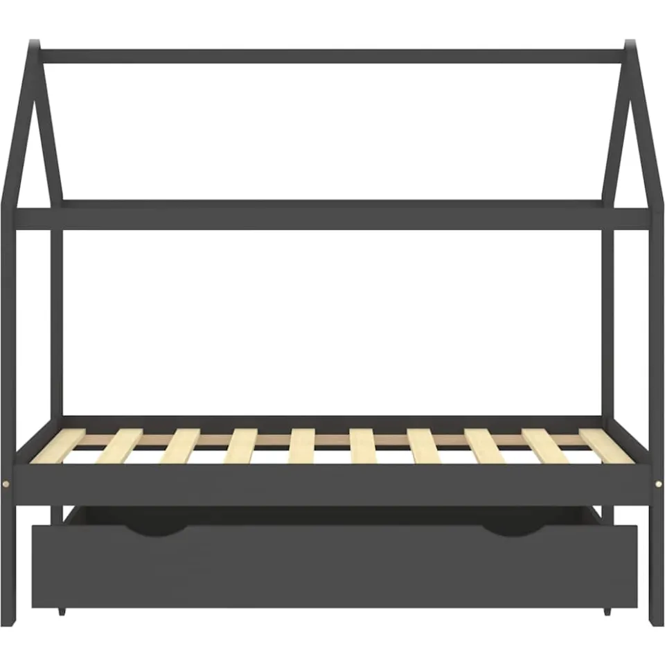 vidaXL Kinderbedframe met lade grenenhout donkergrijs 80x160 cm grijs, foto 2