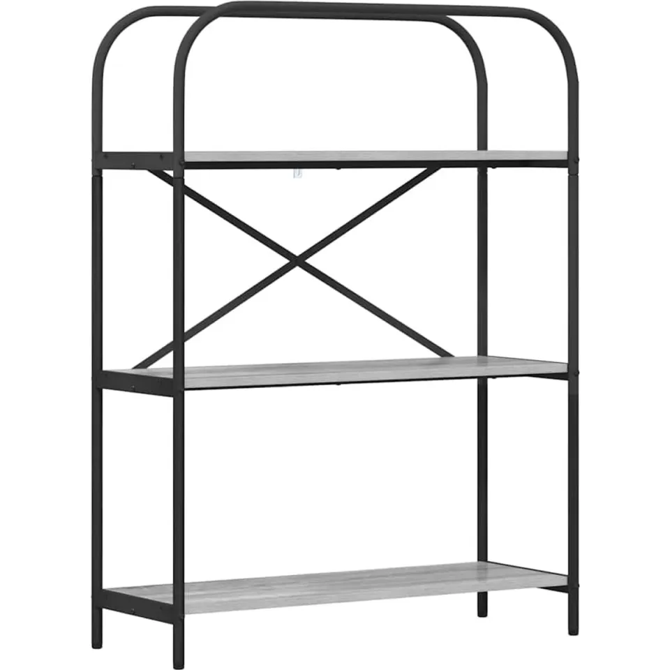 vidaXL Boekenkast 3-laags 80 x 30 x 109 cm Bewerkt hout Grijs Sonoma, foto 3