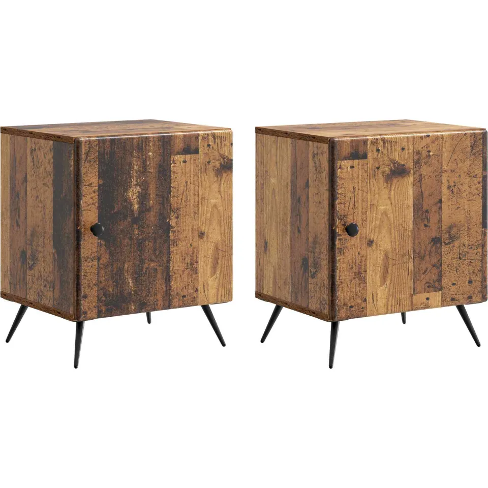 vidaXL Nachtkastje 2 st Oud hout 43 x 34,5 x 50 cm Bewerkt hout bruin, foto 3