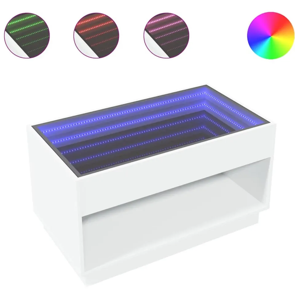 vidaXL Salontafel met Infinity LED 90x50x50 cm wit, foto 3