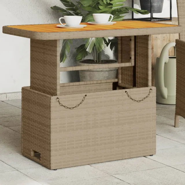 vidaXL Tuintafel 90x55x71 cm poly rattan en acaciahout beige, foto 2