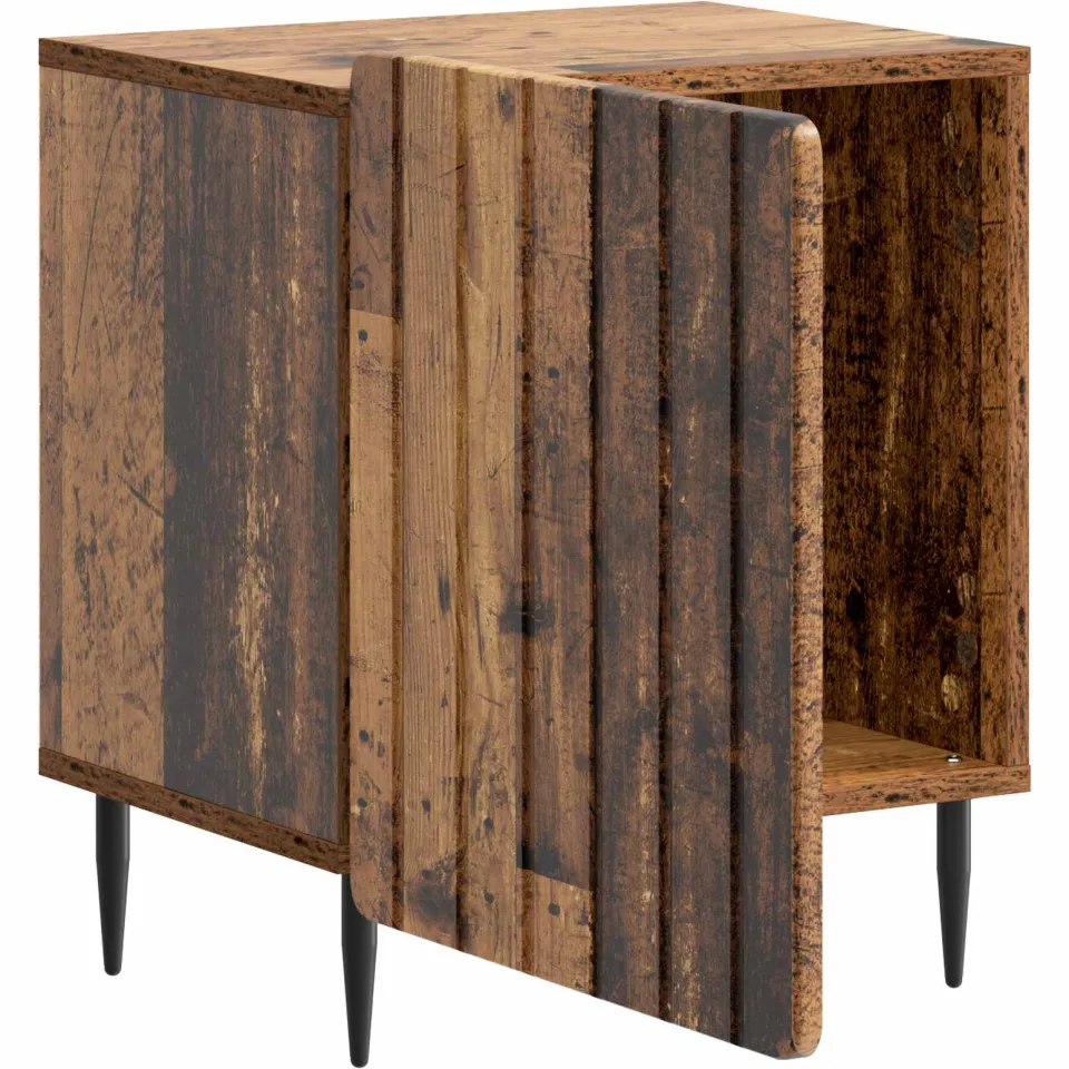 vidaXL Nachtkastje Oud hout 43 x 34,5 x 52 cm Bewerkt hout bruin, foto 3