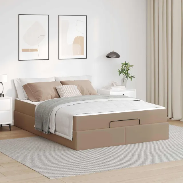 vidaXL Bedframe met matras Anders 2 st Tan PVC