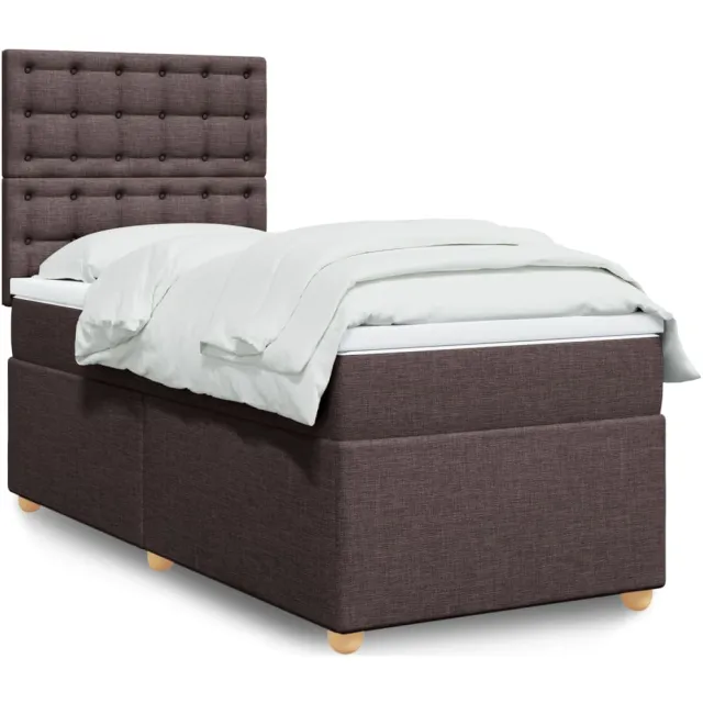 vidaXL Boxspring met matras stof donkerbruin 90x190 cm bruin