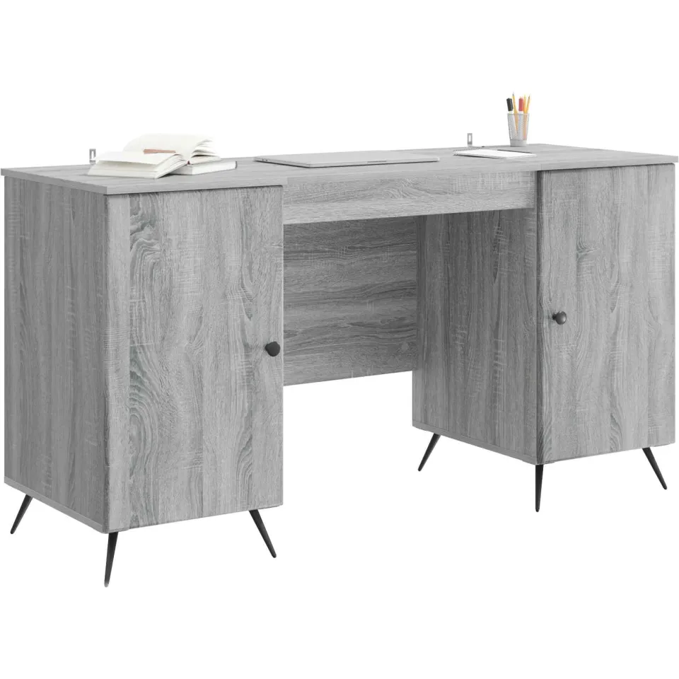 vidaXL Bureau Grijs sonoma 142,5 x 50 x 75 cm Bewerkt hout