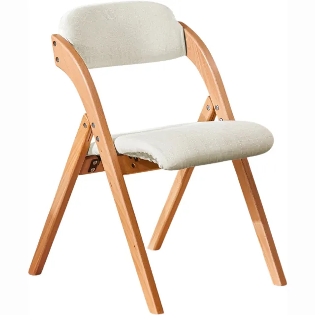 Happiq Bureaustoel - Voor Keuken of Kantoor - Ergonomisch en Opvouwbaar - Hout Met Kussen Wit