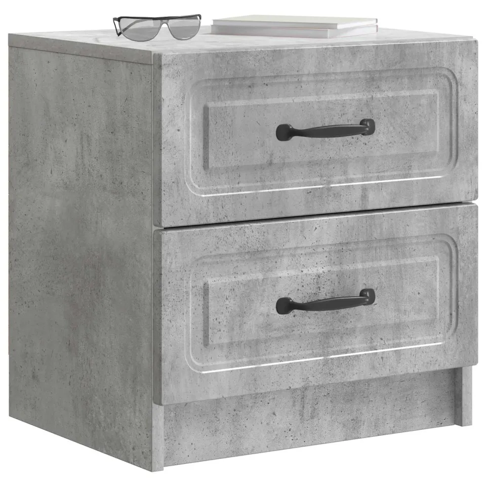 vidaXL Nachtkastje 2 st Betongrijs 43 x 34,5 x 44,5 cm Bewerkt hout
