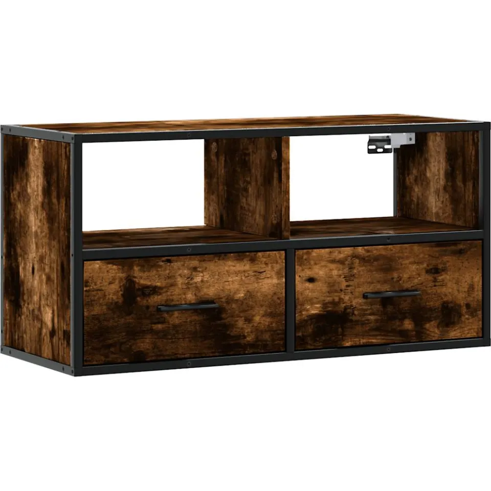 vidaXL Tv-meubel 80x31x39,5cm bewerkt hout metaal gerookt eikenkleurig, foto 3