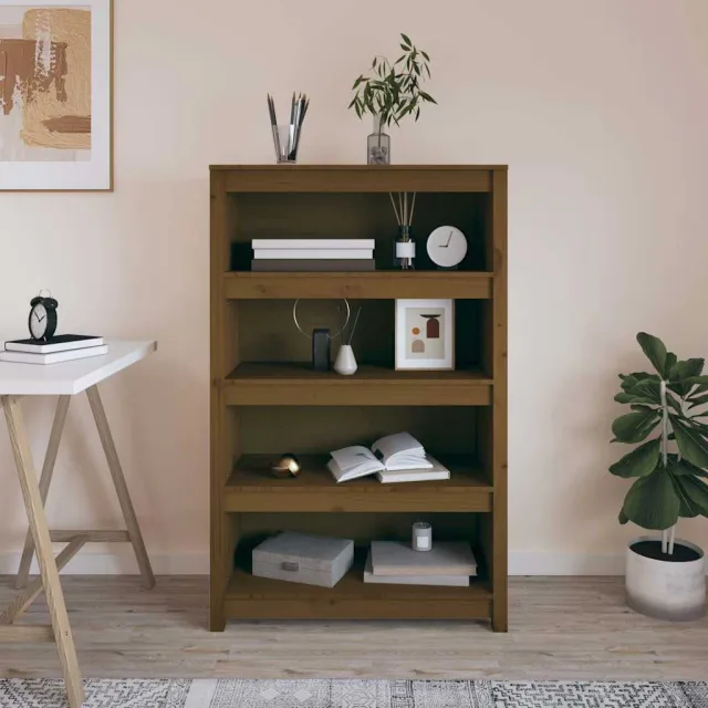 vidaXL Boekenkast 80x35x126 cm massief grenenhout honingbruin bruin, foto 2