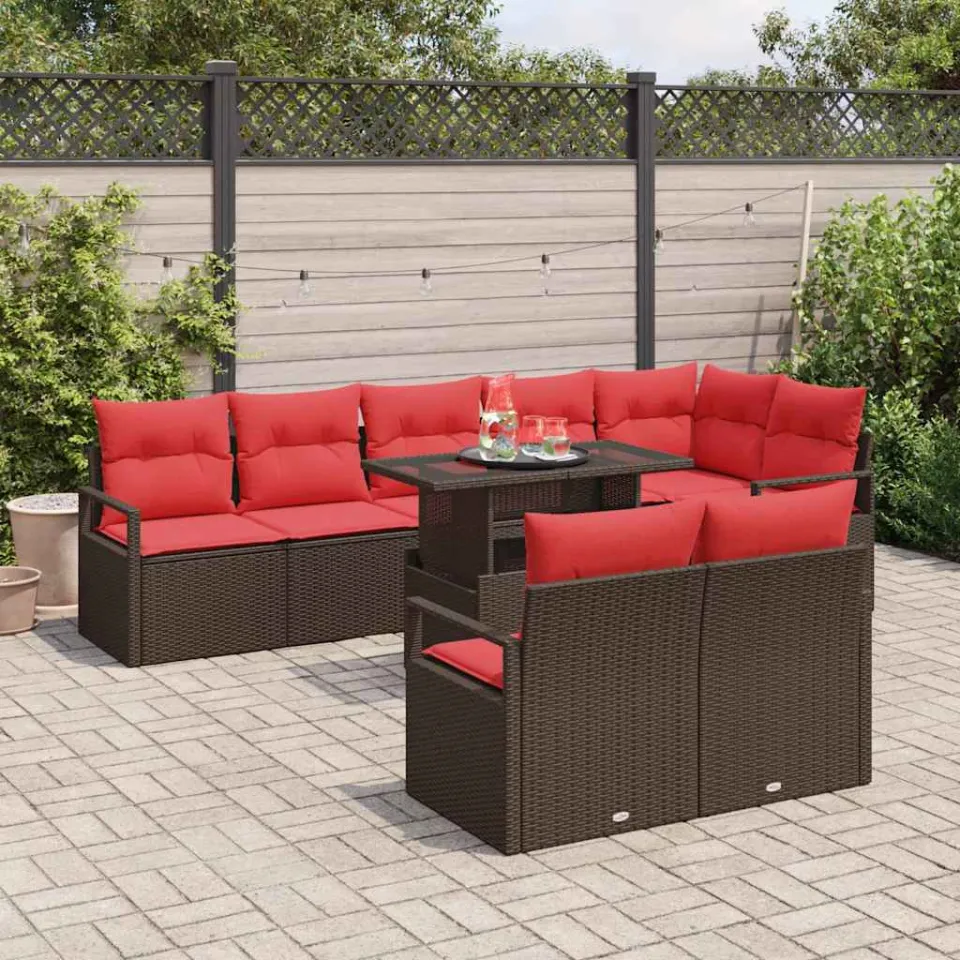 vidaXL Tuin Sofa Set 9 st Bruin Poly riet, foto 2
