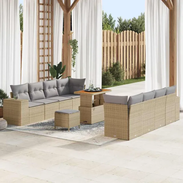 vidaXL Tuin Sofa Set 11 st Beige poly rattan, foto 2