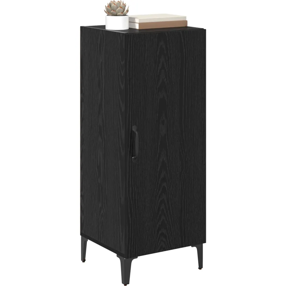 vidaXL Dressoir Zwart Eiken 34,5 x 34 x 90 cm Bewerkt hout